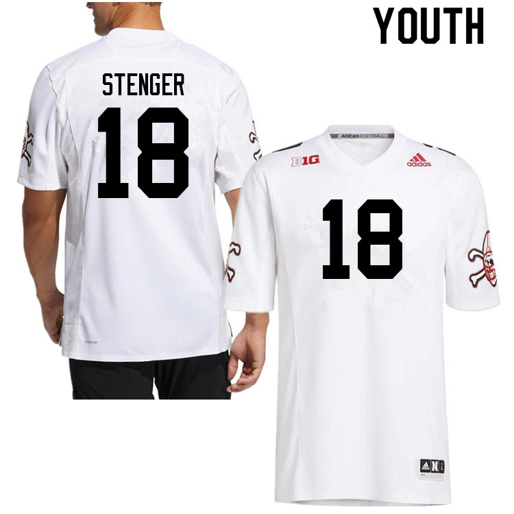 Youth #18 Gage Stenger Nebraska Cornhuskers College Football Jerseys Sale-Strategy - Click Image to Close